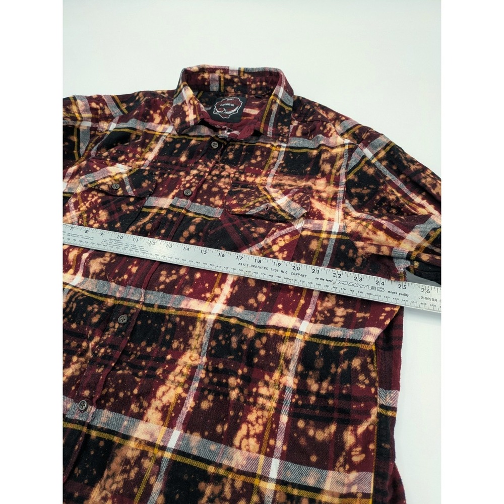Angry Minnow Flannel Mens XL Plaid Brushed Button Up Long Sleeve Tattoos - Picture 6 of 9